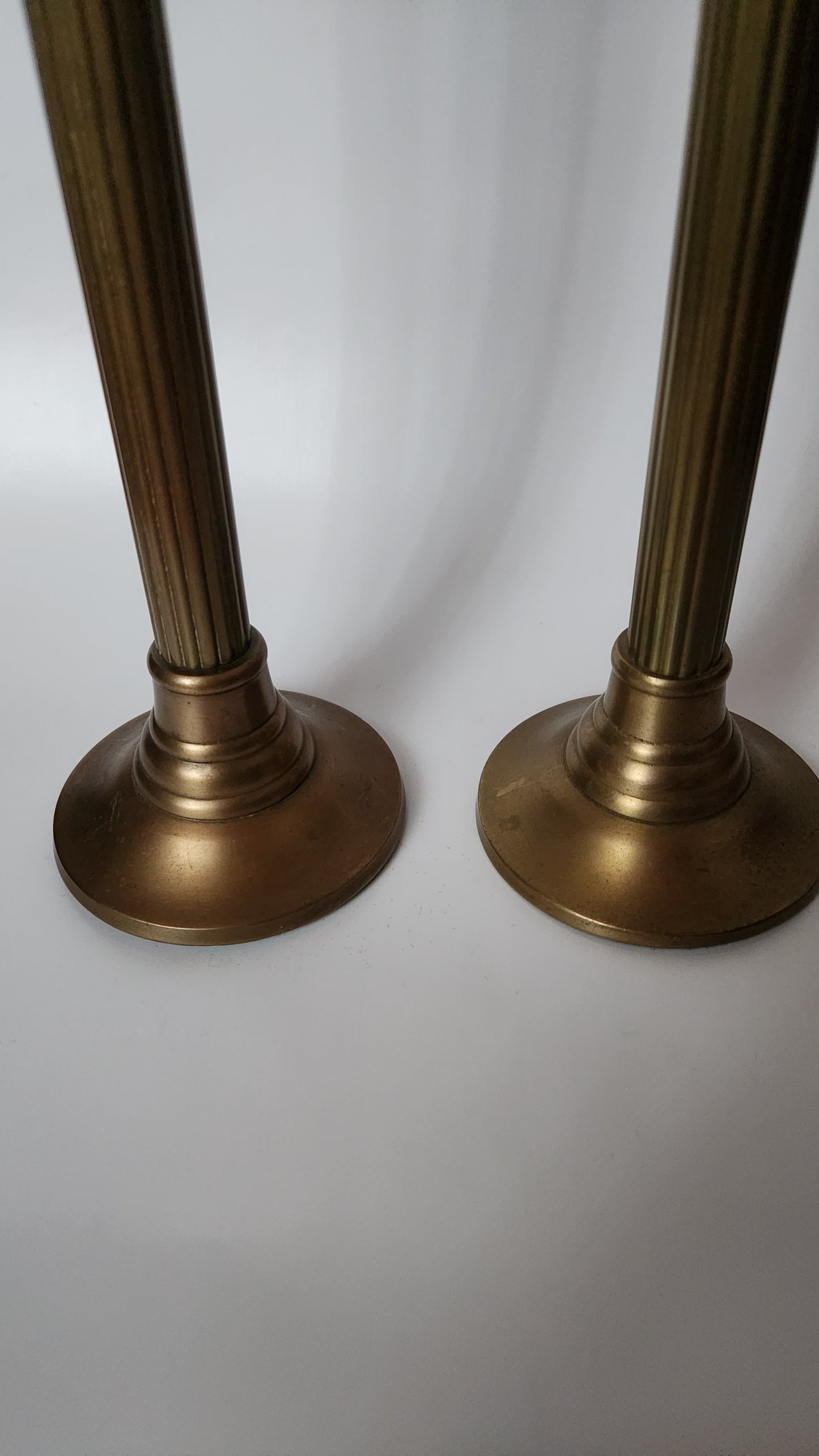 Pair Vintage Brass Vintage/Antique Candle Sticks-Pillar Style