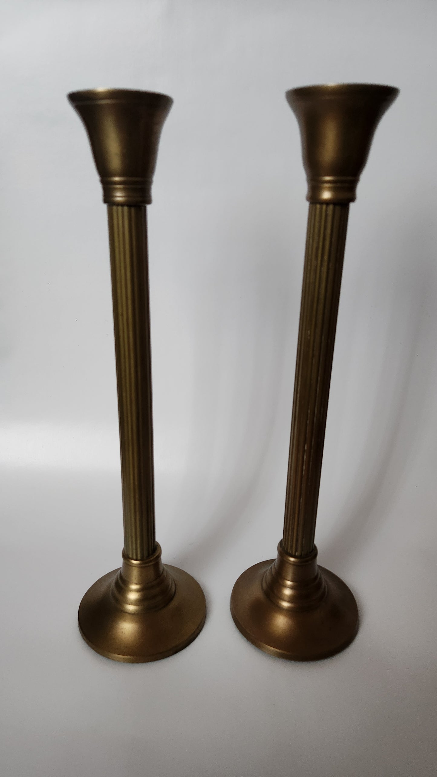 Pair Vintage Brass Vintage/Antique Candle Sticks-Pillar Style