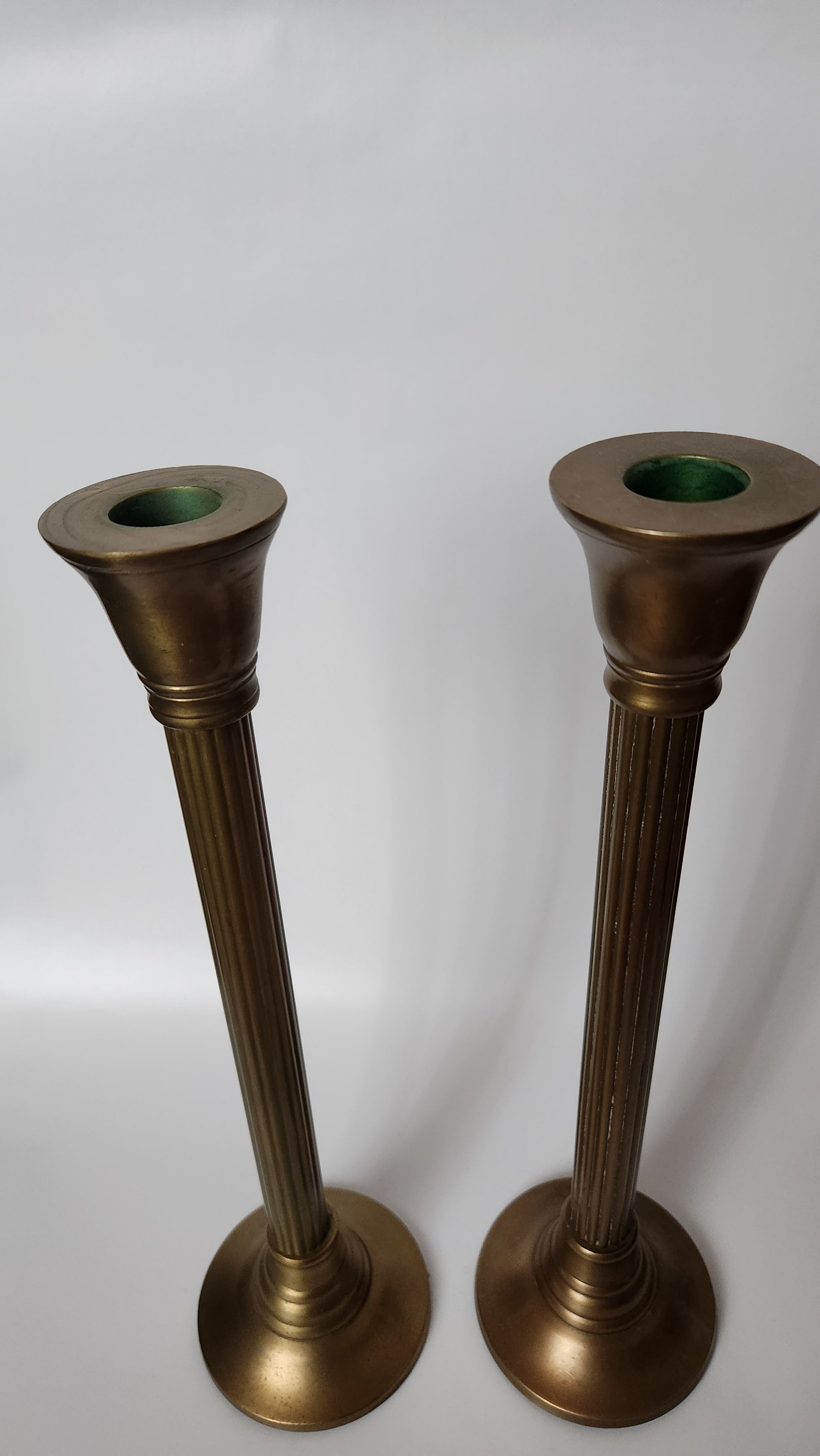 Pair Vintage Brass Vintage/Antique Candle Sticks-Pillar Style