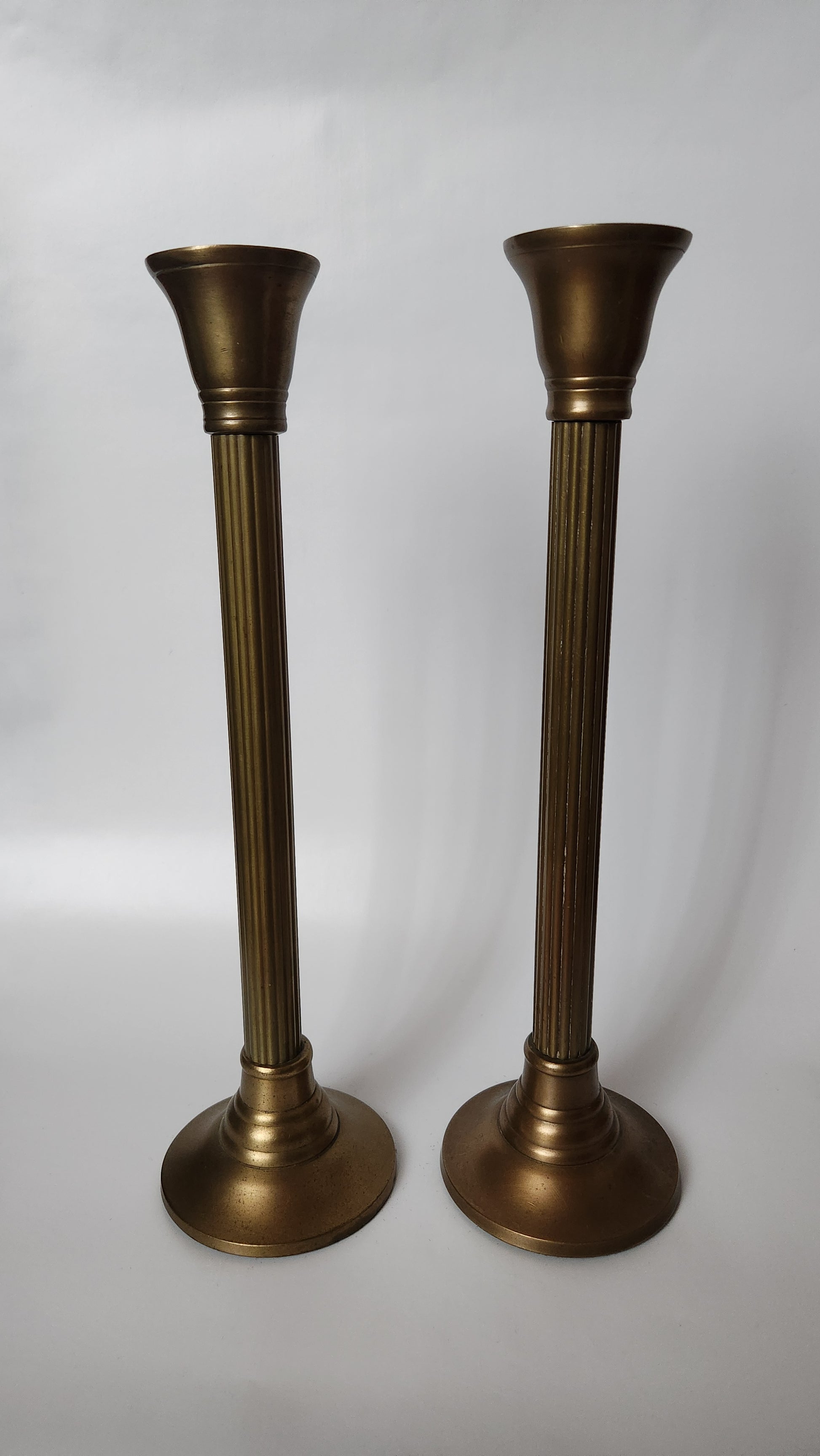 Pair Vintage Brass Vintage/Antique Candle Sticks-Pillar Style