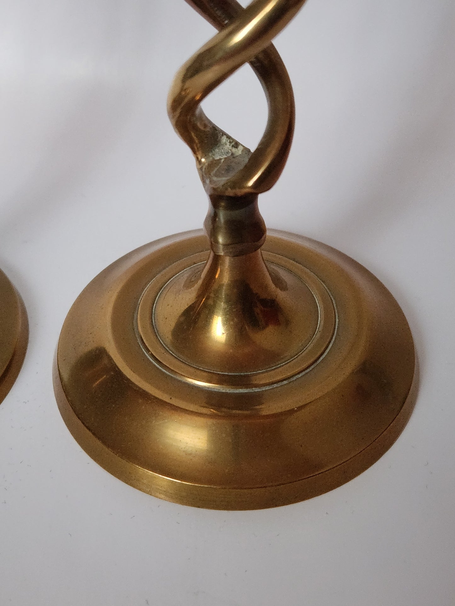 Pair of Vintage Spiral Twisted Brass Candlesticks