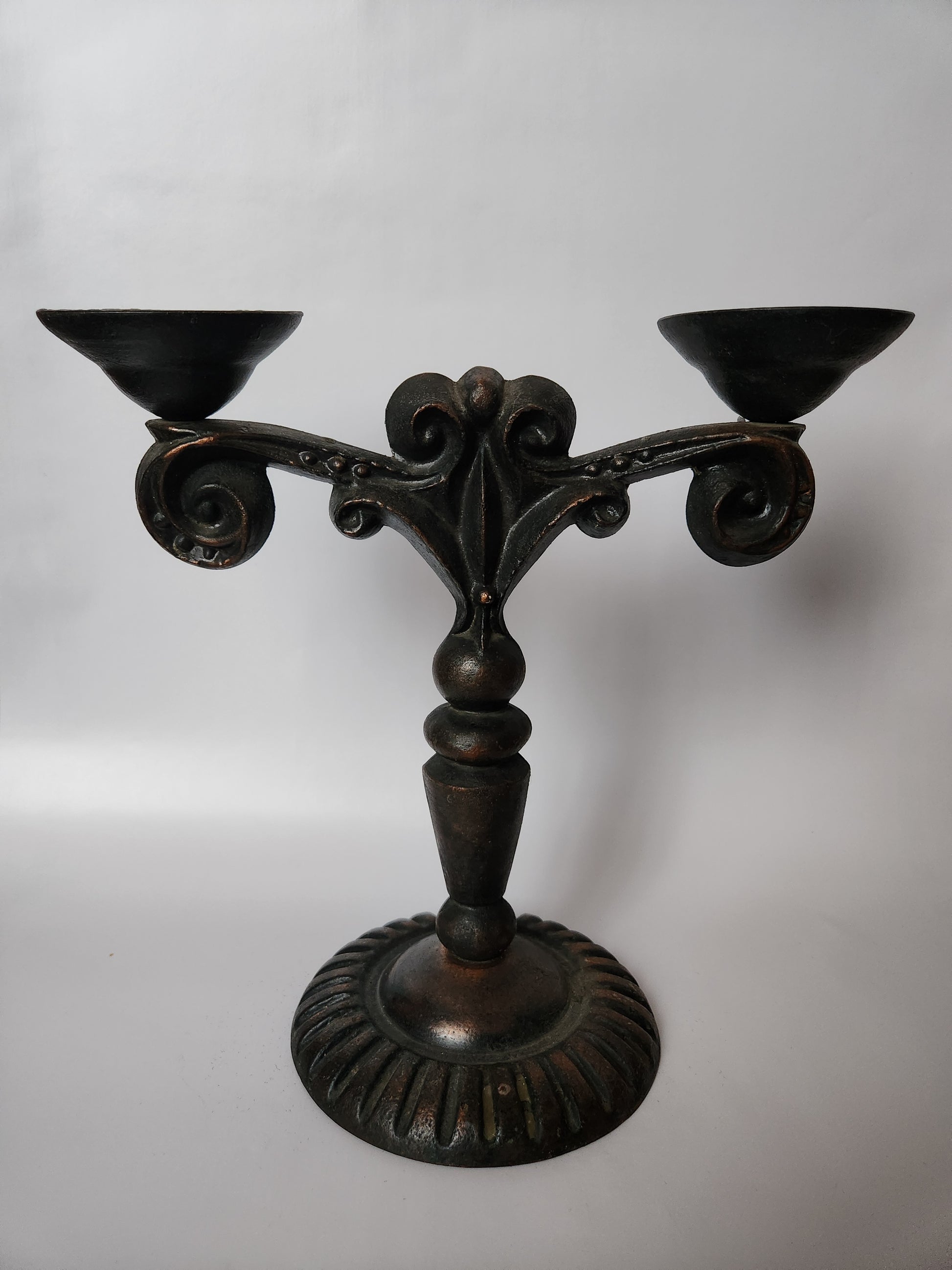 Vintage ornate metal candle holder