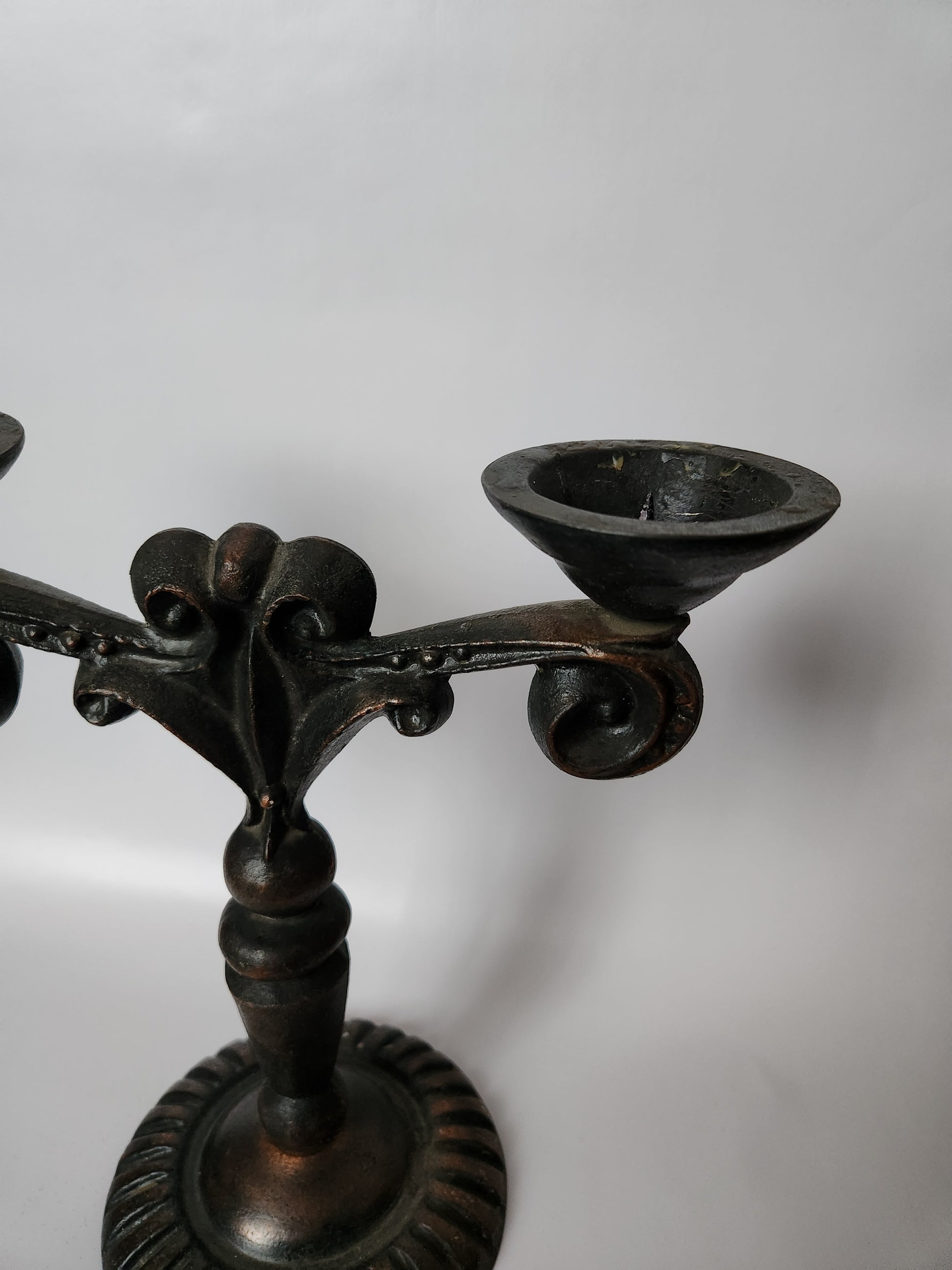 Vintage ornate metal candle holder