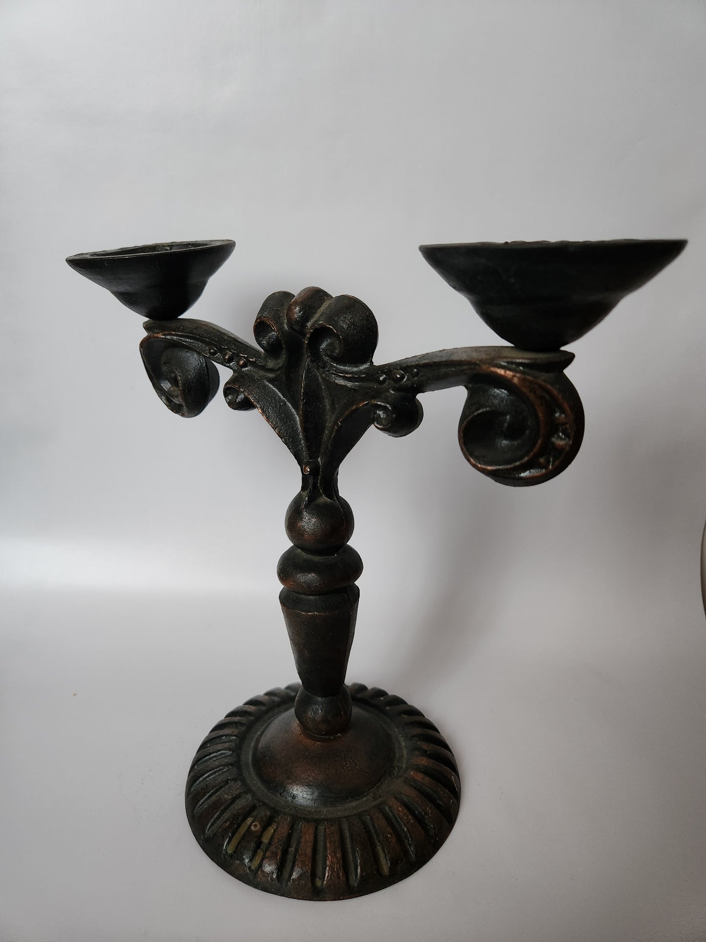 Vintage ornate metal candle holder