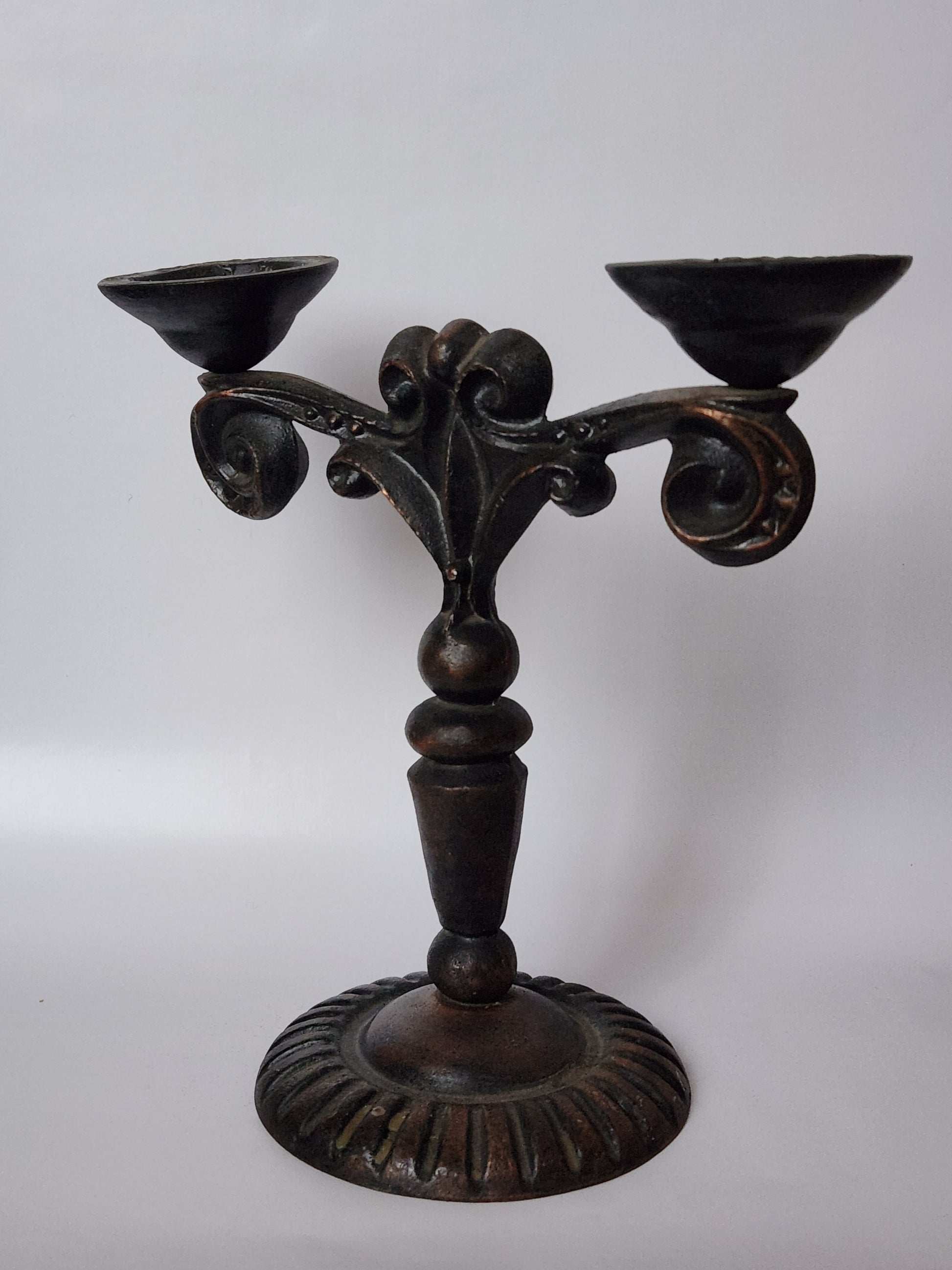 Vintage ornate metal candle holder