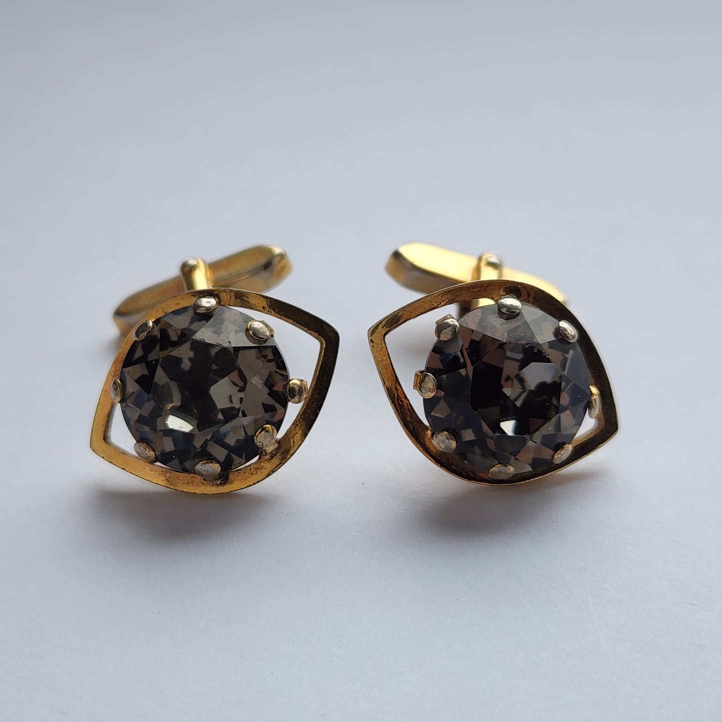 Vintage gold tone Cufflinks with stones