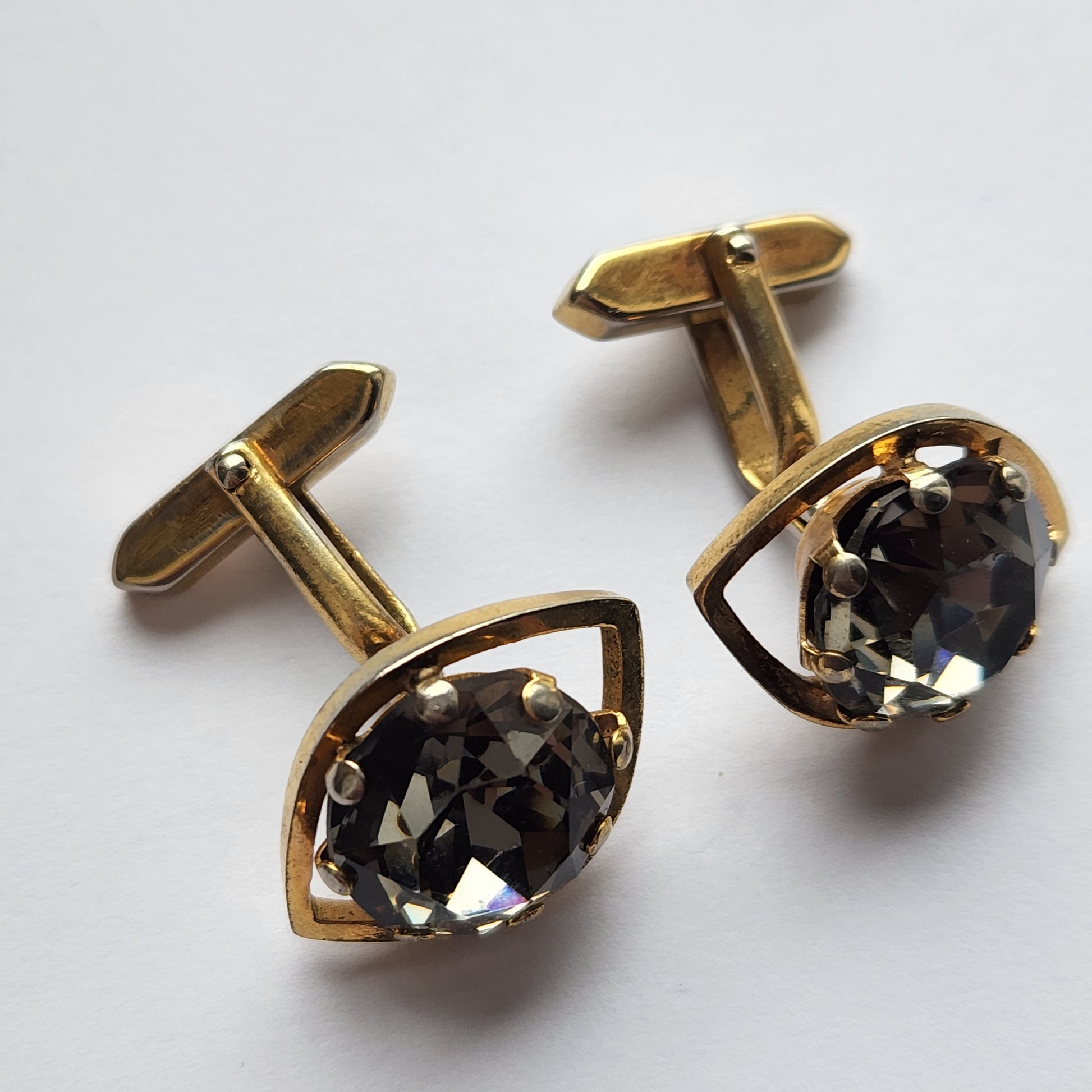 Vintage gold tone Cufflinks with stones