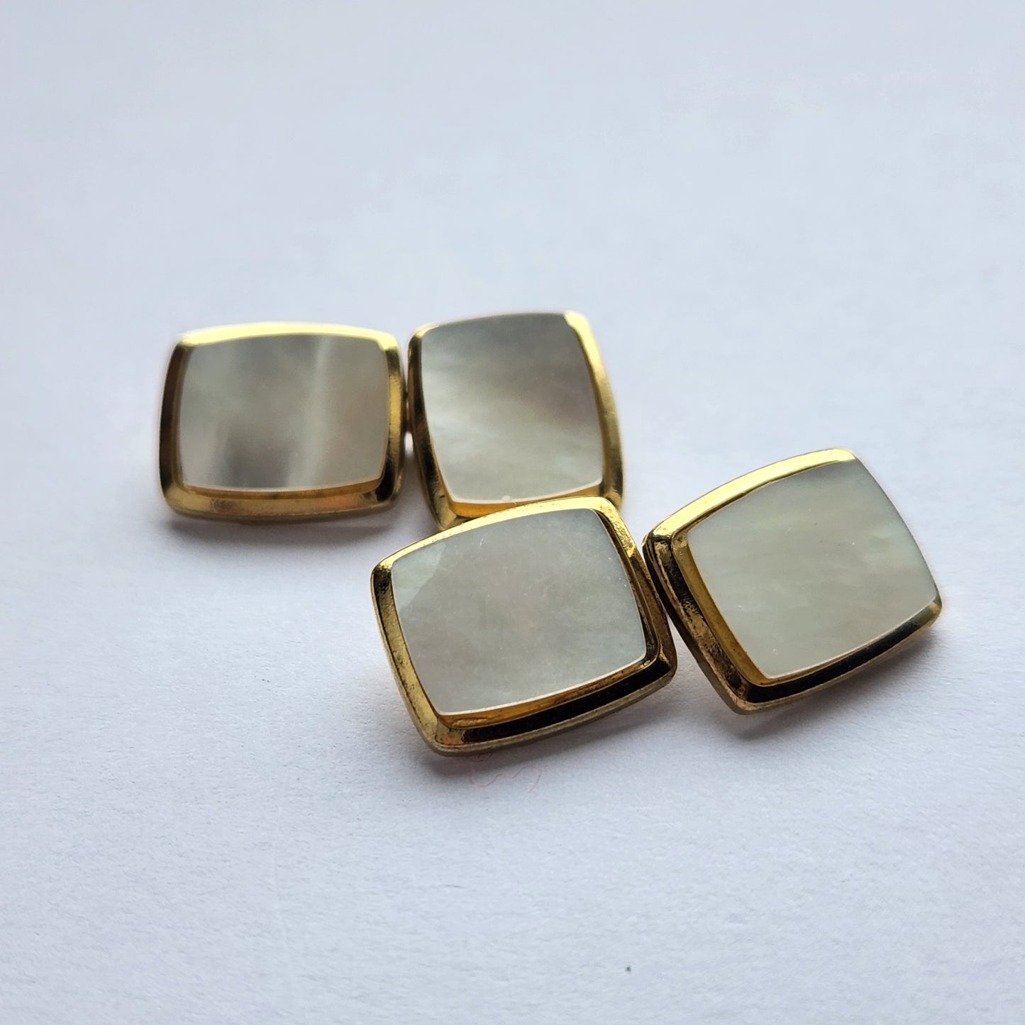 Classic small cufflinks with mother of pearl accents front