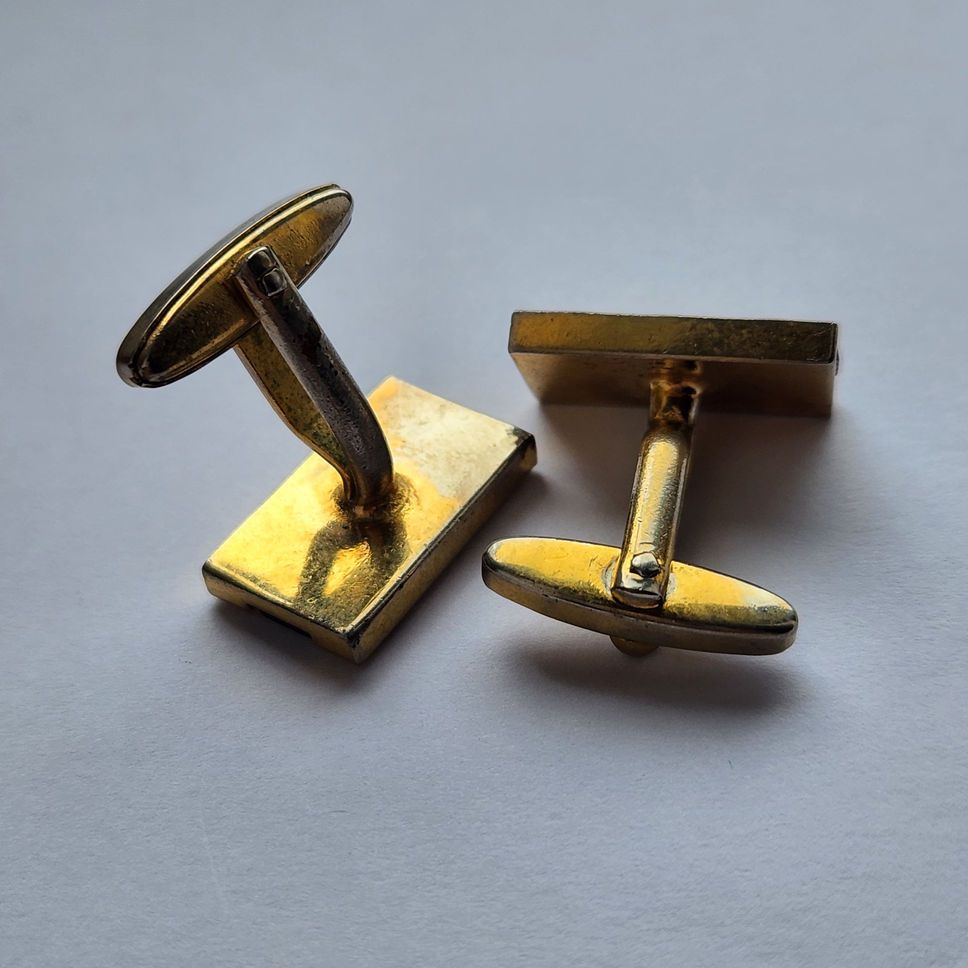 Vintage German onyx Cufflinks gold tone 1960s